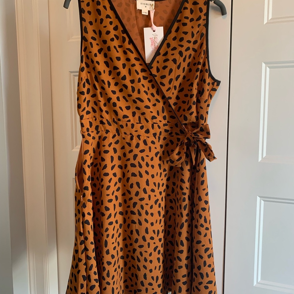 Leopard Print Faux Wrap Dress